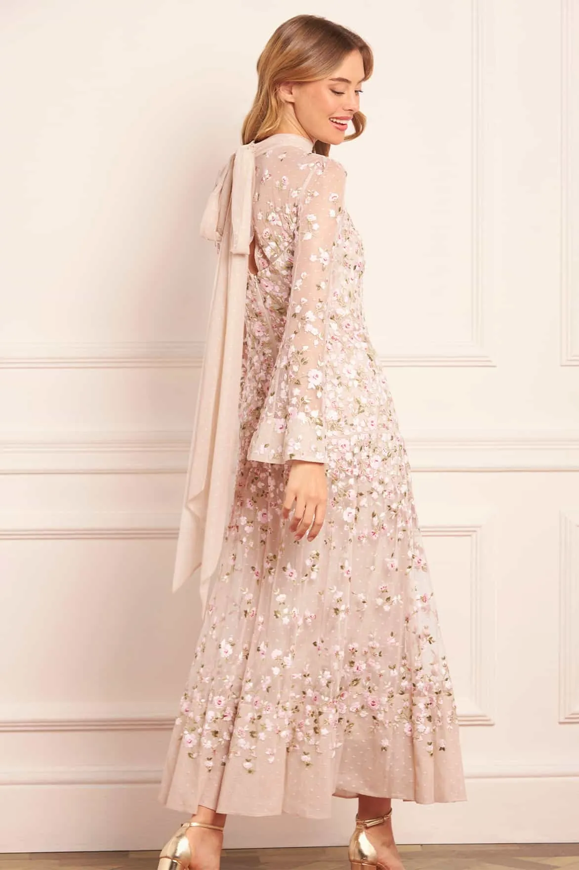 Fresh Motion Sylvia Rose Long Sleeve Ankle Gown