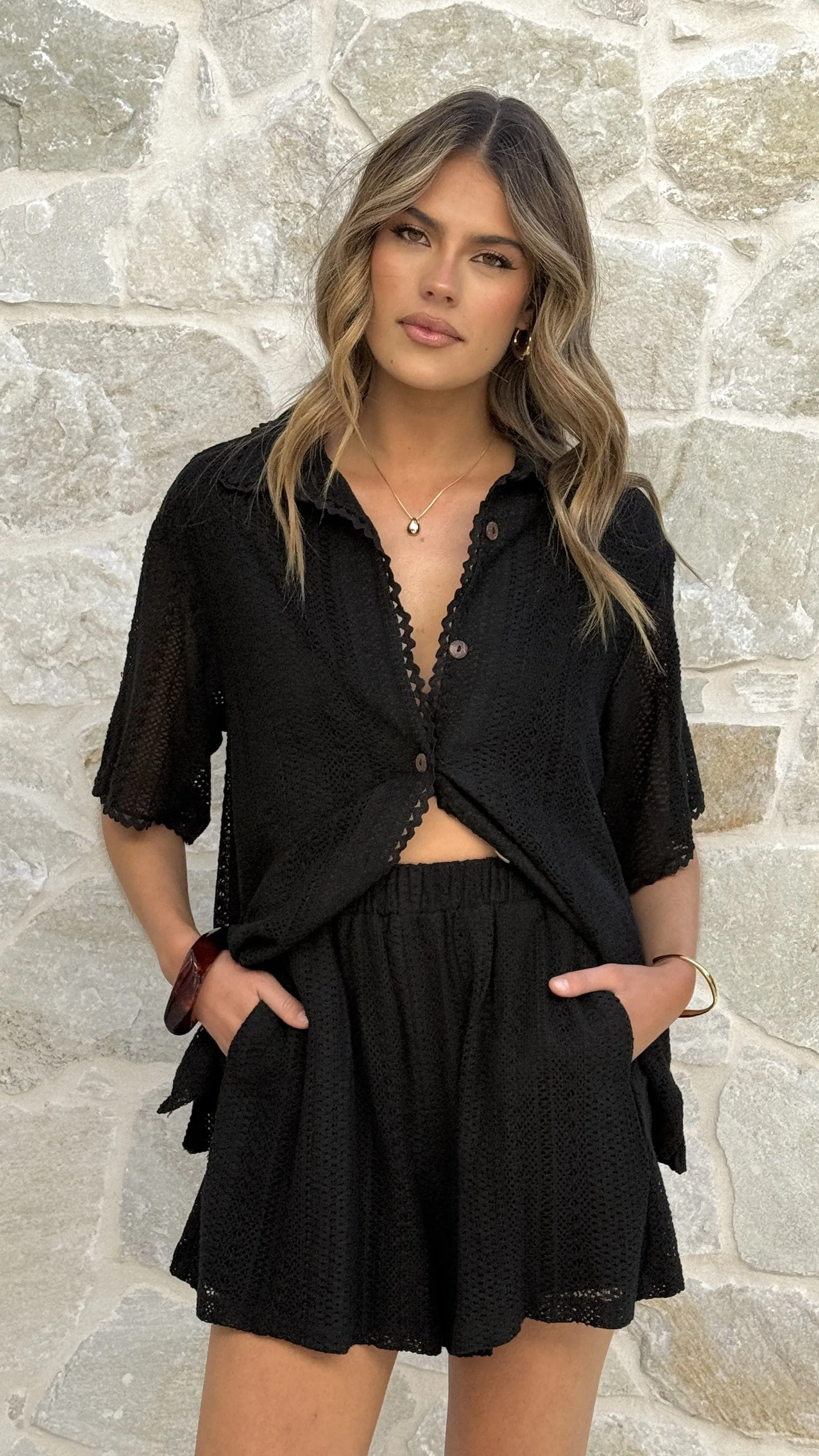 Sylvie Shirt - Black DoubleStitchedEdges