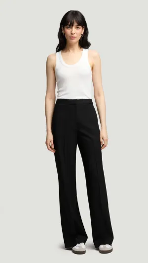 Wide Leg Trouser in Seasonless Wool | Black Compact Packability