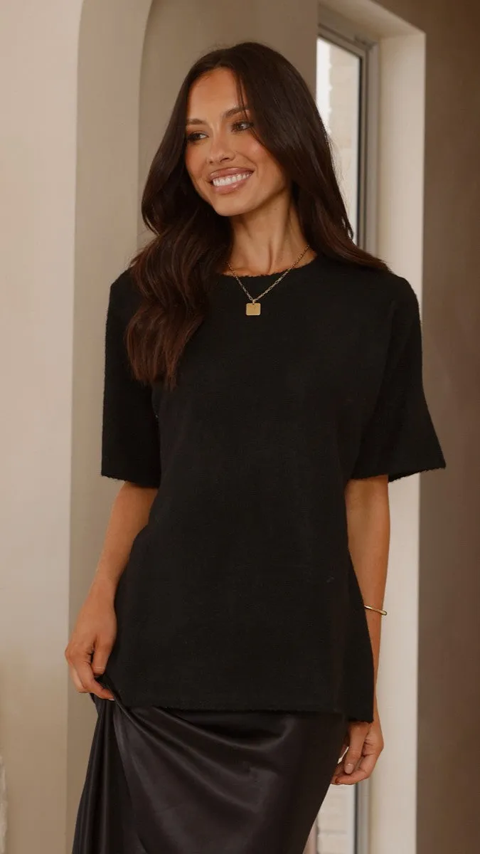 Layered Paneling Hero Glow Tahlia Knit Top - Black