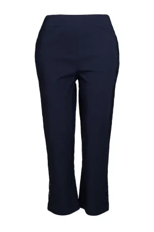 Wrinkle Resistant Finish Sustainable Material Blend Mid Calf Pants | NAVY | 6308C1