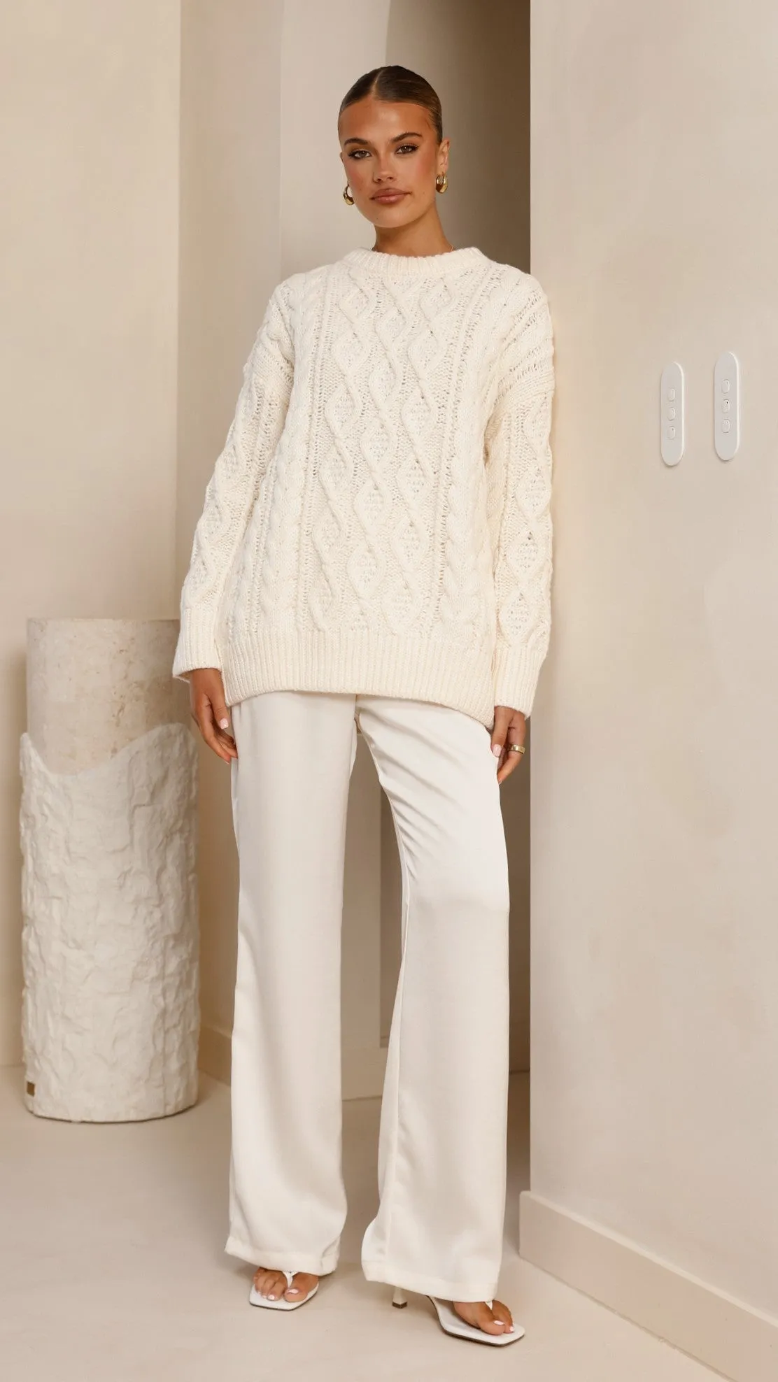 Athletic Apparel Valentina Knit Sweater - Cream