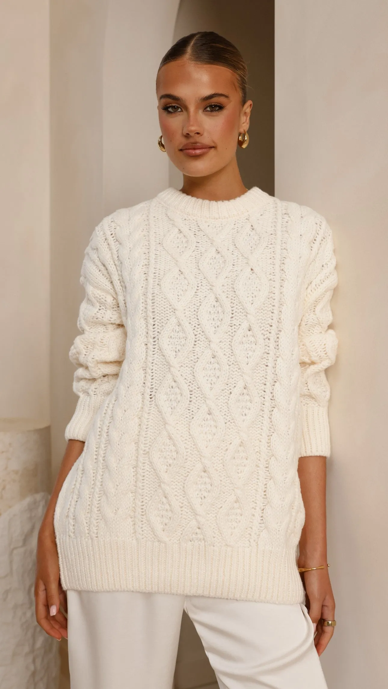 Valentina Knit Sweater - Cream Wonder Fit