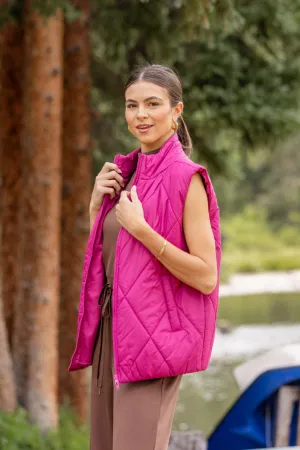 Dora Berry Quilted Puffer Vest Quick Access Hidden Pockets