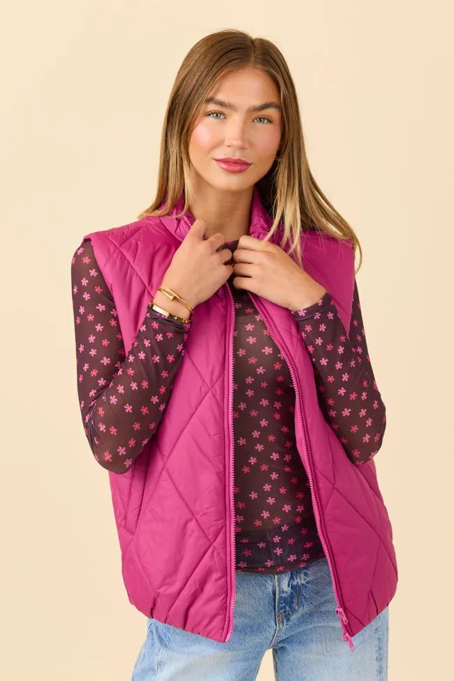 Dora Berry Quilted Puffer Vest Glow In The Dark Accents