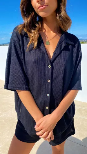 World Glow Effortless Style Chloe Top and Shorts Set - Black