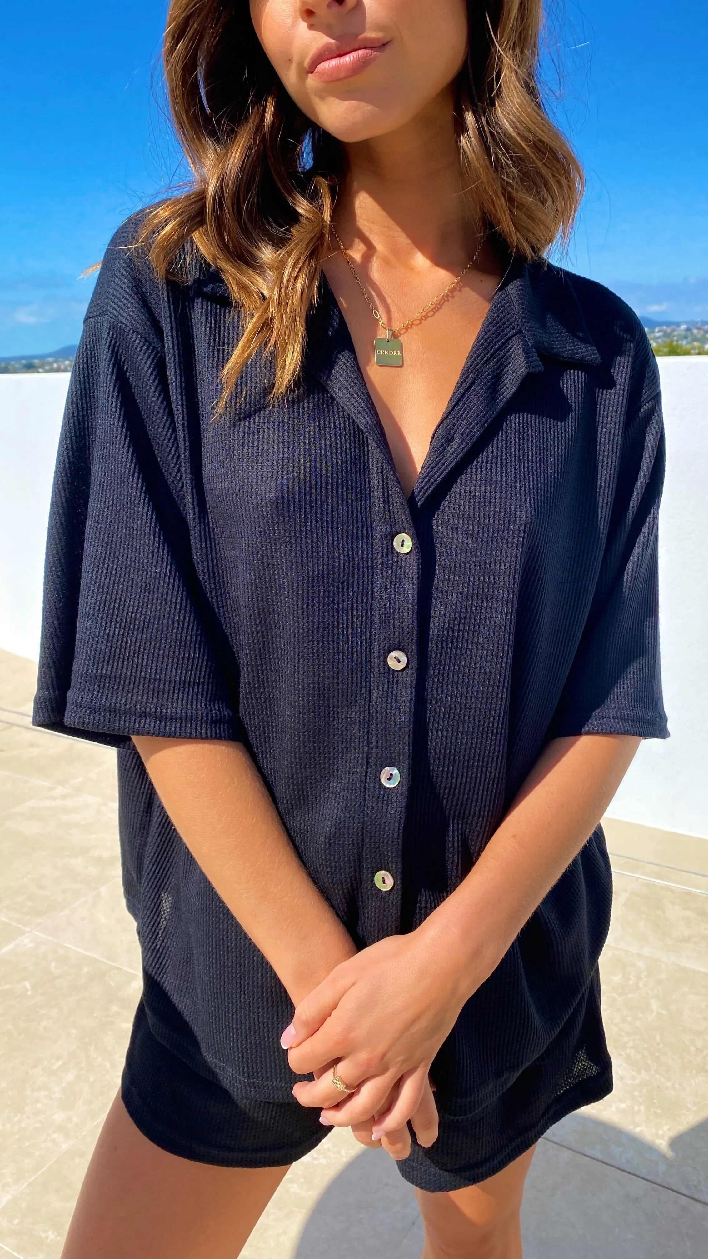 World Glow Effortless Style Chloe Top and Shorts Set - Black