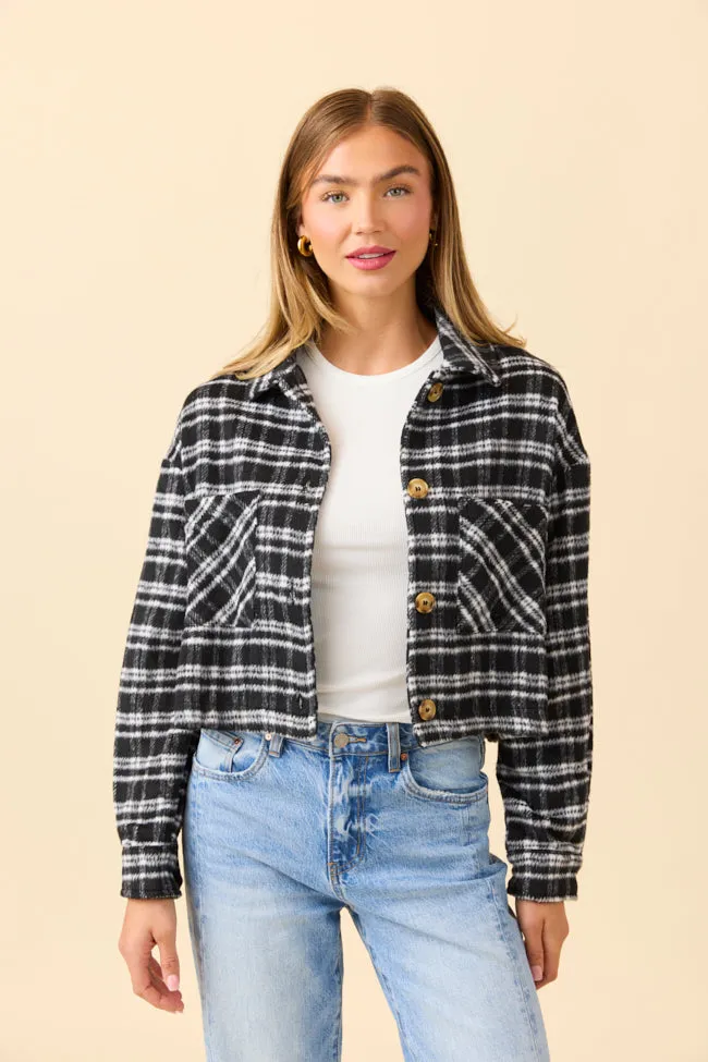 Reflective Safety Accents Gretchen Black Plaid Jacket