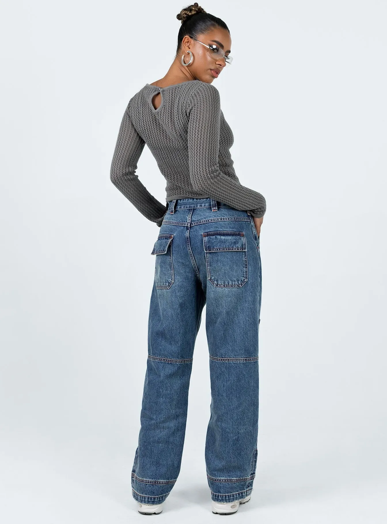 High Waist Tein Low Waist Jeans Dark Denim