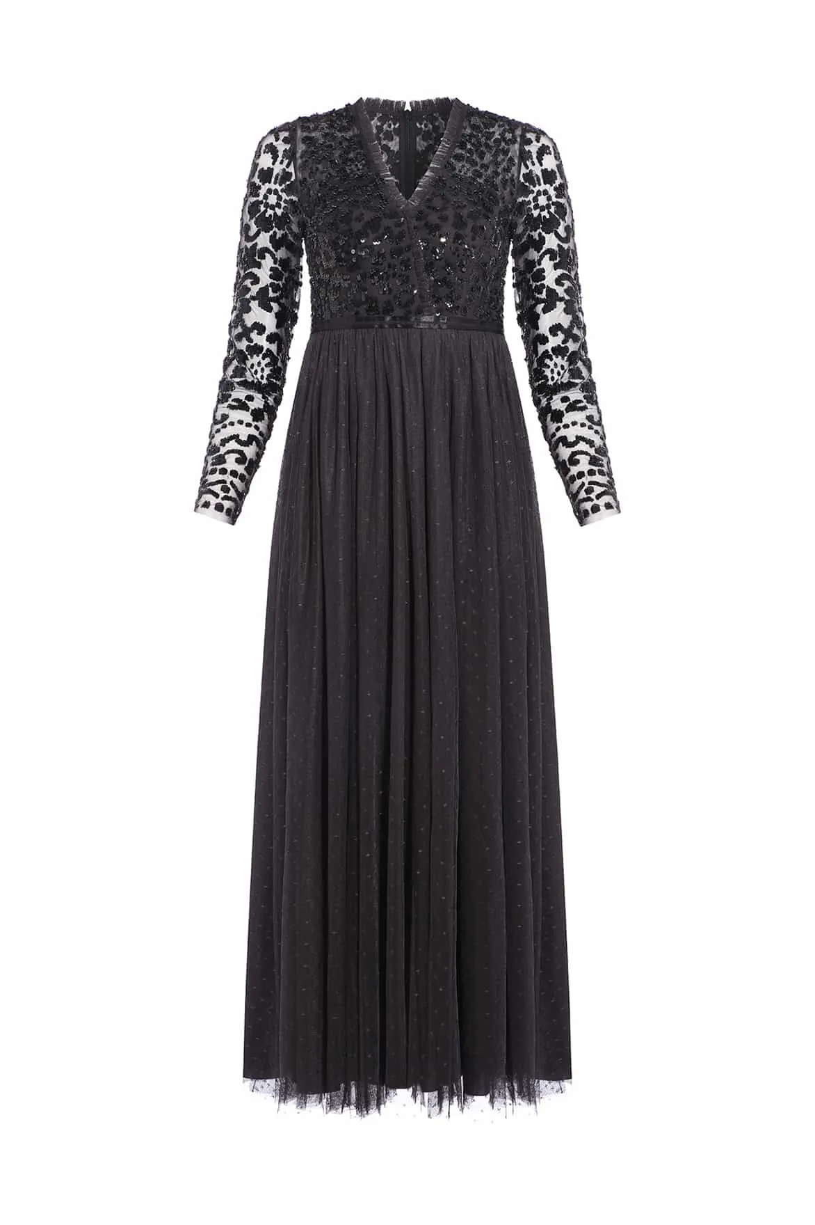 Tempest V-Neck Bodice Ankle Gown Sophisticated Look