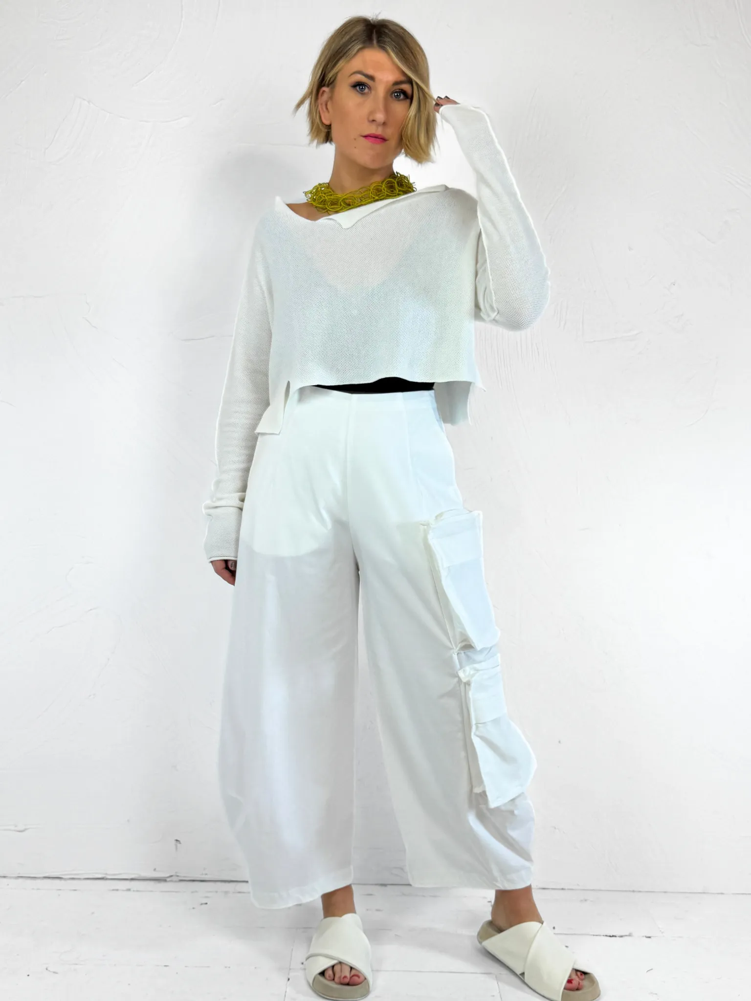 Minimal Waistband Heat Friendly Rundholz Cargo Trousers Off White