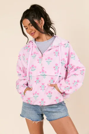 Single Buttons Delilah Pink Block Floral Pullover