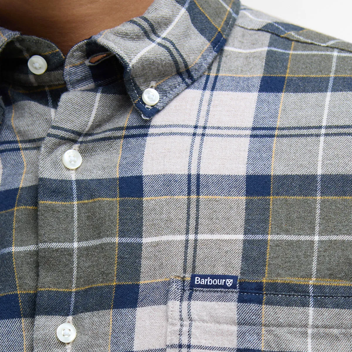 Flexible Waist Circular Knit Design Barbour - Fortrose Tailored Shirt in Forest Mist