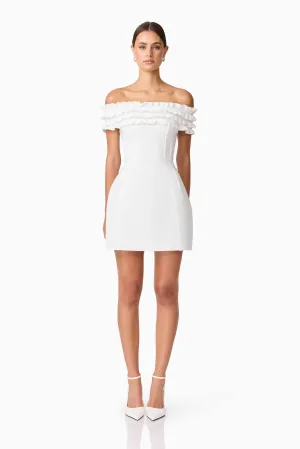 Urban Edge Refined Stitch Sonya Off The Shoulder Mini Dress in White