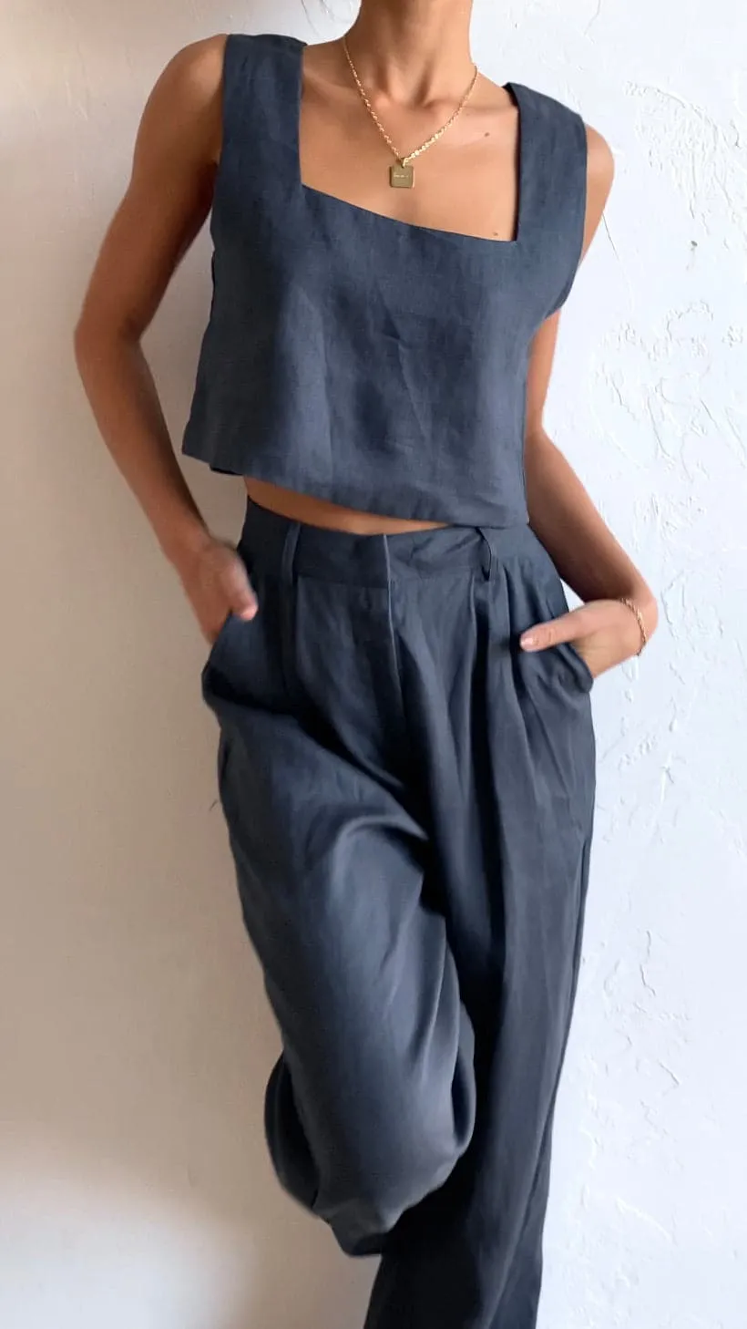 Tillie Crop Top - Ink Thermal regulation