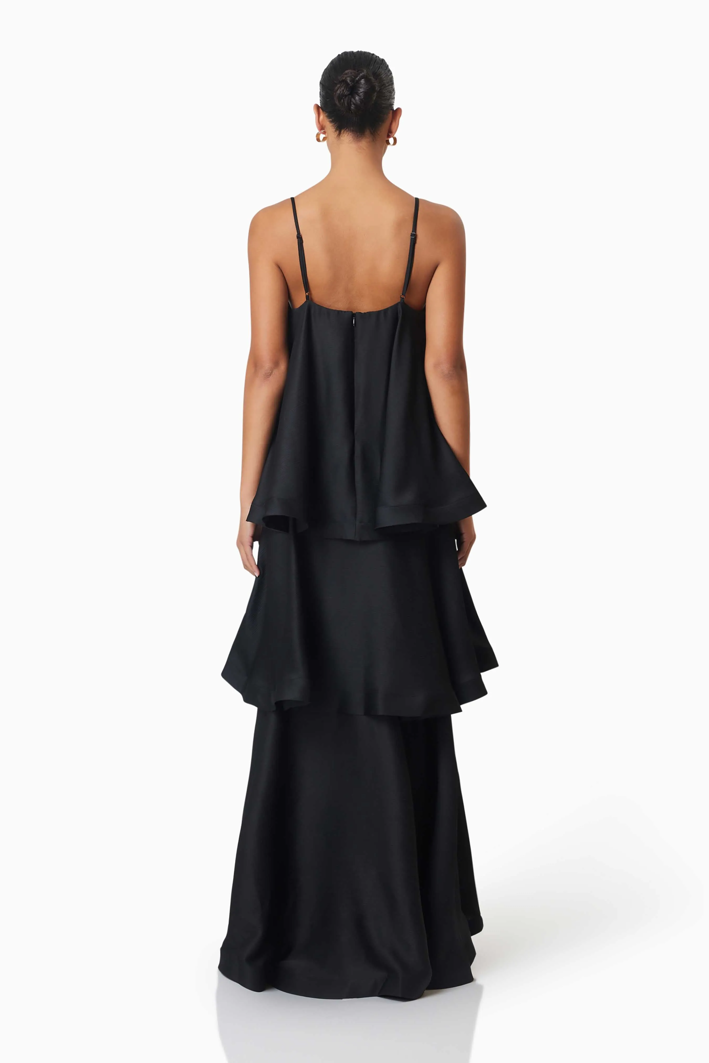 Aura Glow Tilly Tiered Maxi Dress in Black
