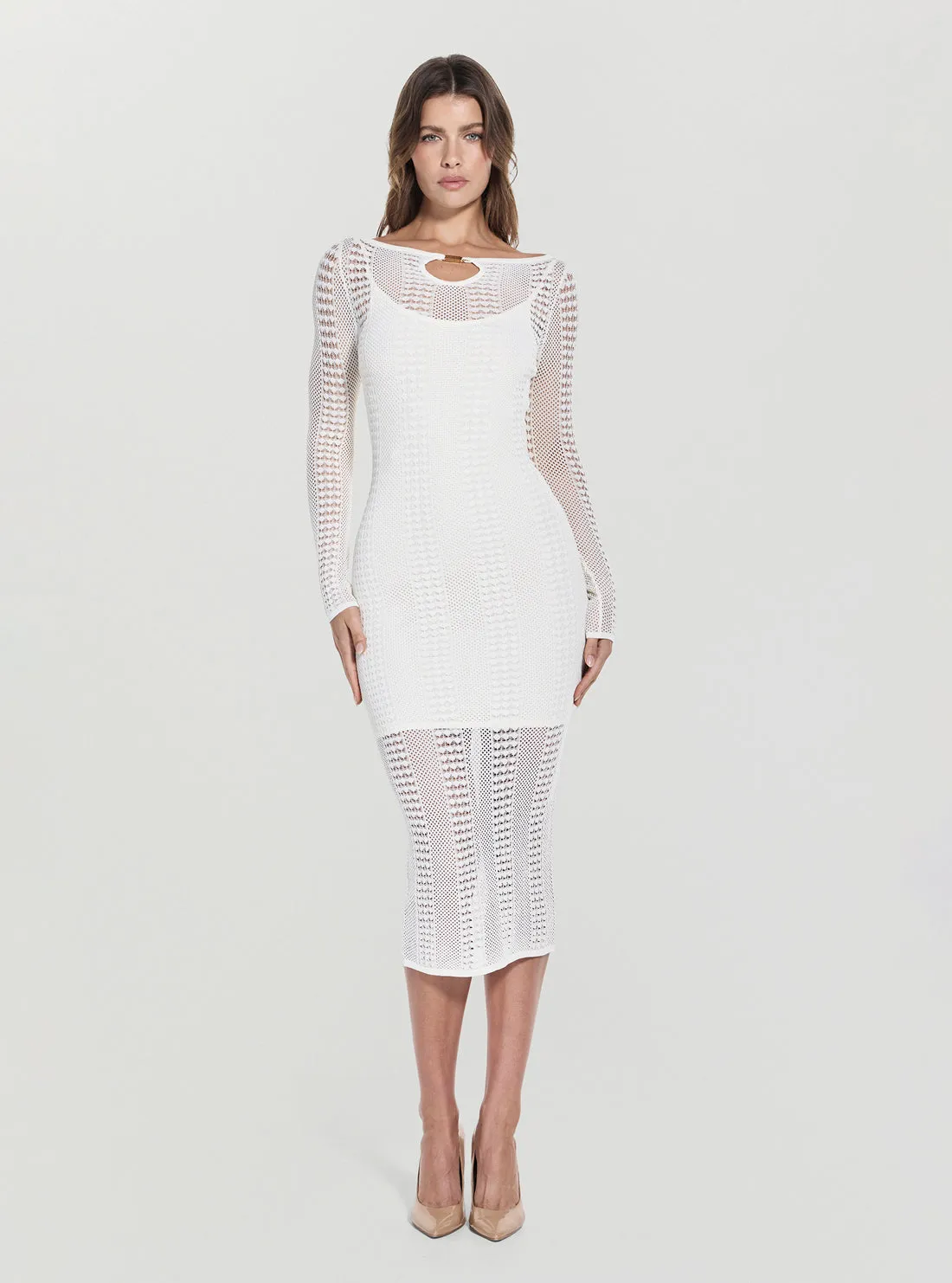 Eco Marciano White Emma Sweater Midi Dress Functional-Design