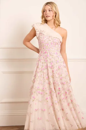 Lea Ditsy One-Shoulder Ankle Gown elegant design