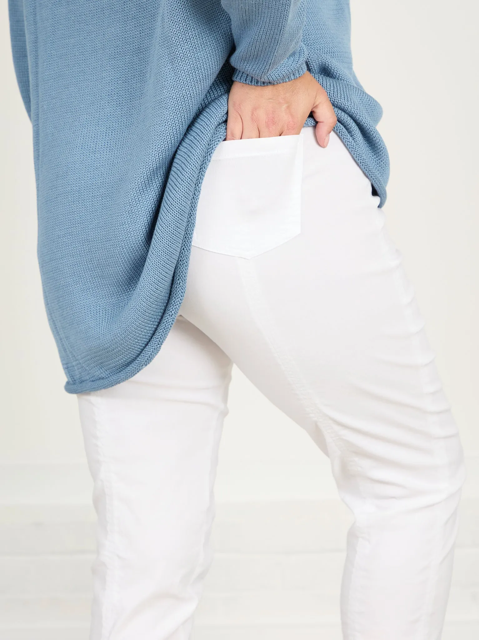 Tagless label Bella 09 by ROBELL Cuff Stretch Trouser - White