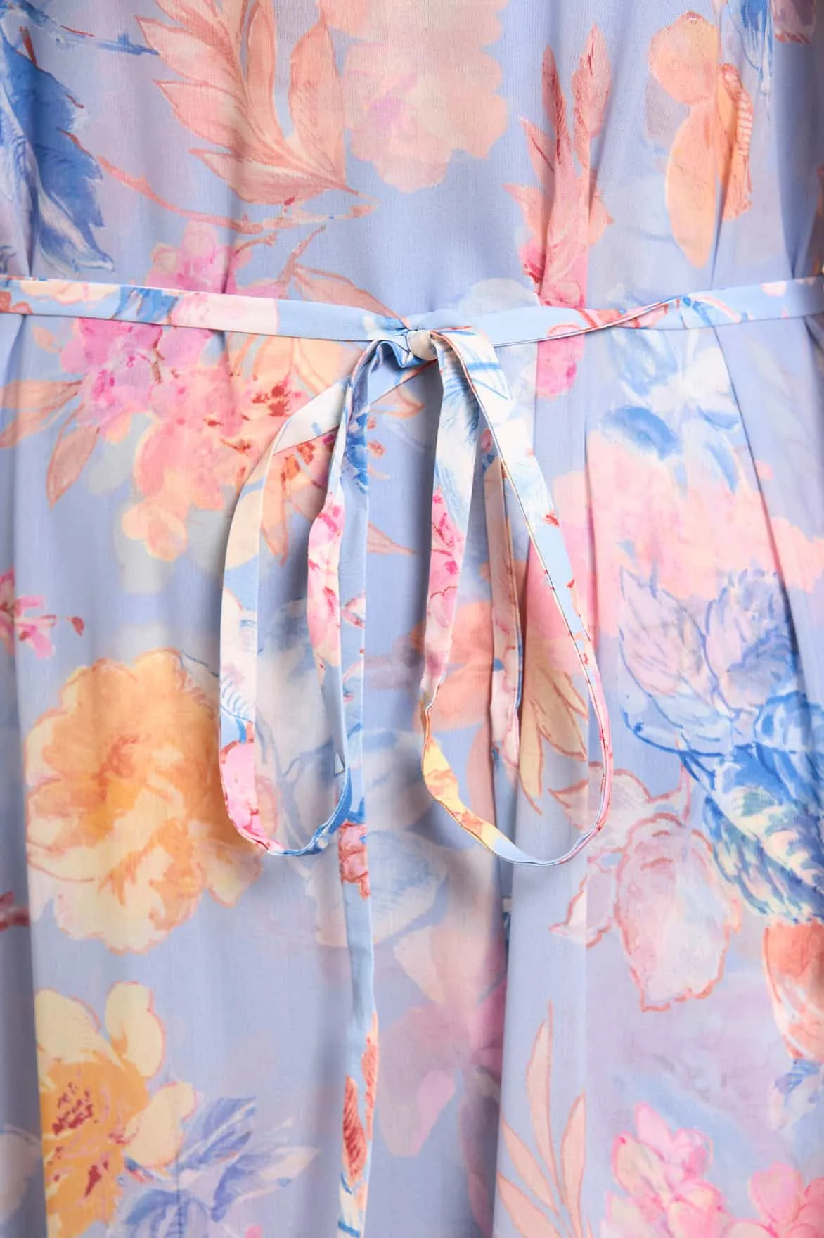 Mariannes Floral Chiffon Round Neck Ankle Gown spring outfit