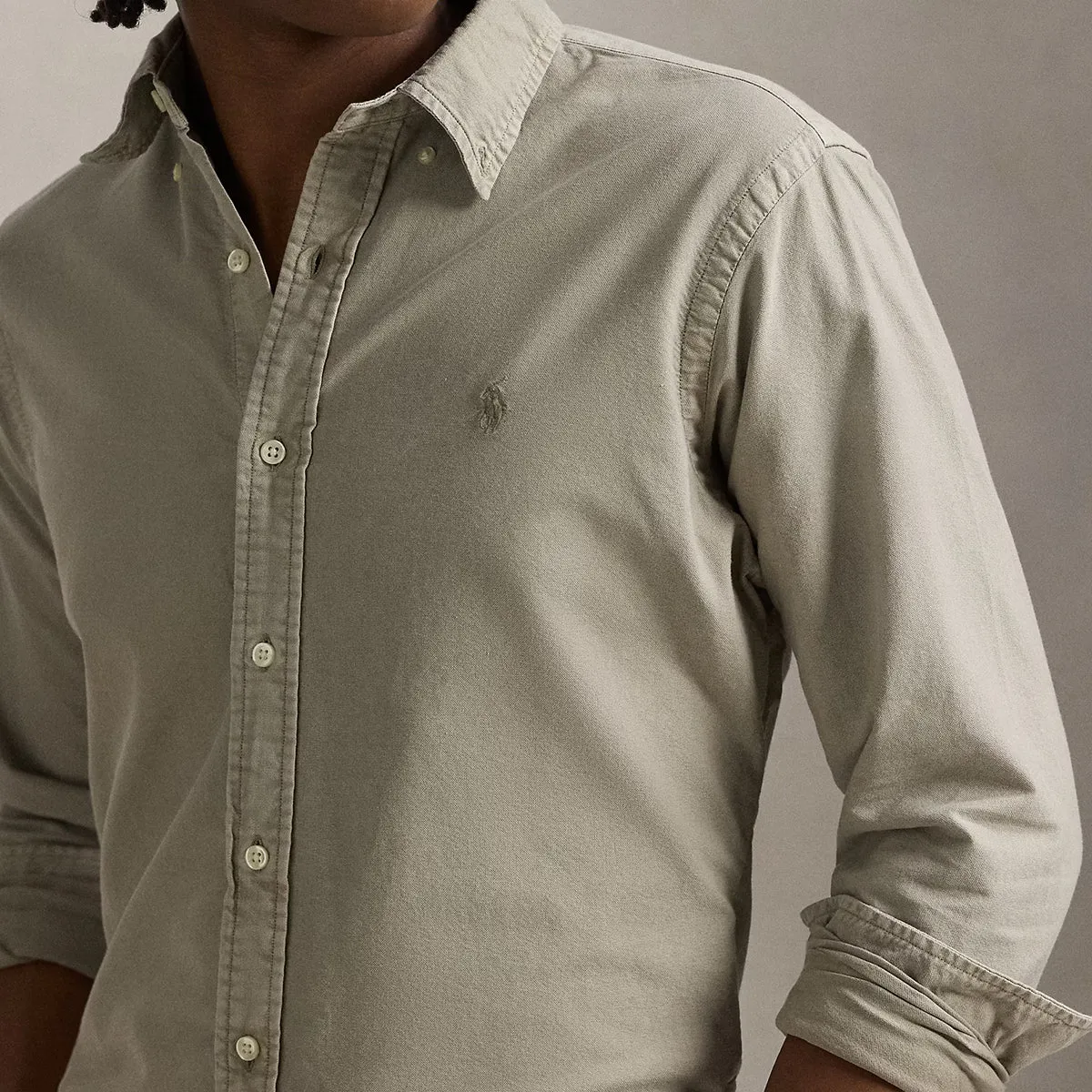 Ralph Lauren - Custom Fit Mineral-Dyed Oxford Shirt in Olive insulated