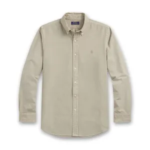Active Comfort Style Cozy Vibe Ralph Lauren - Custom Fit Mineral-Dyed Oxford Shirt in Olive