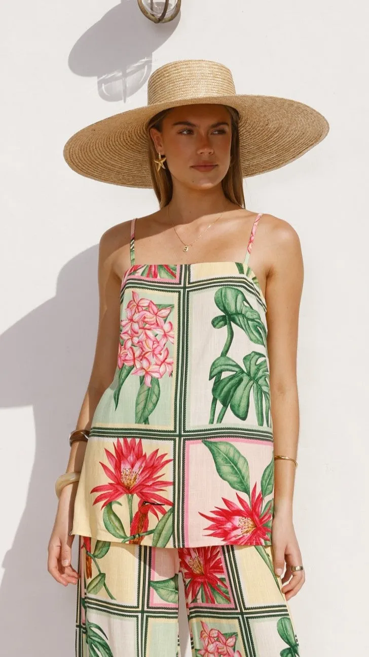 Uma Top - Tropical Bloom RollUp Sleeves Stage Soul