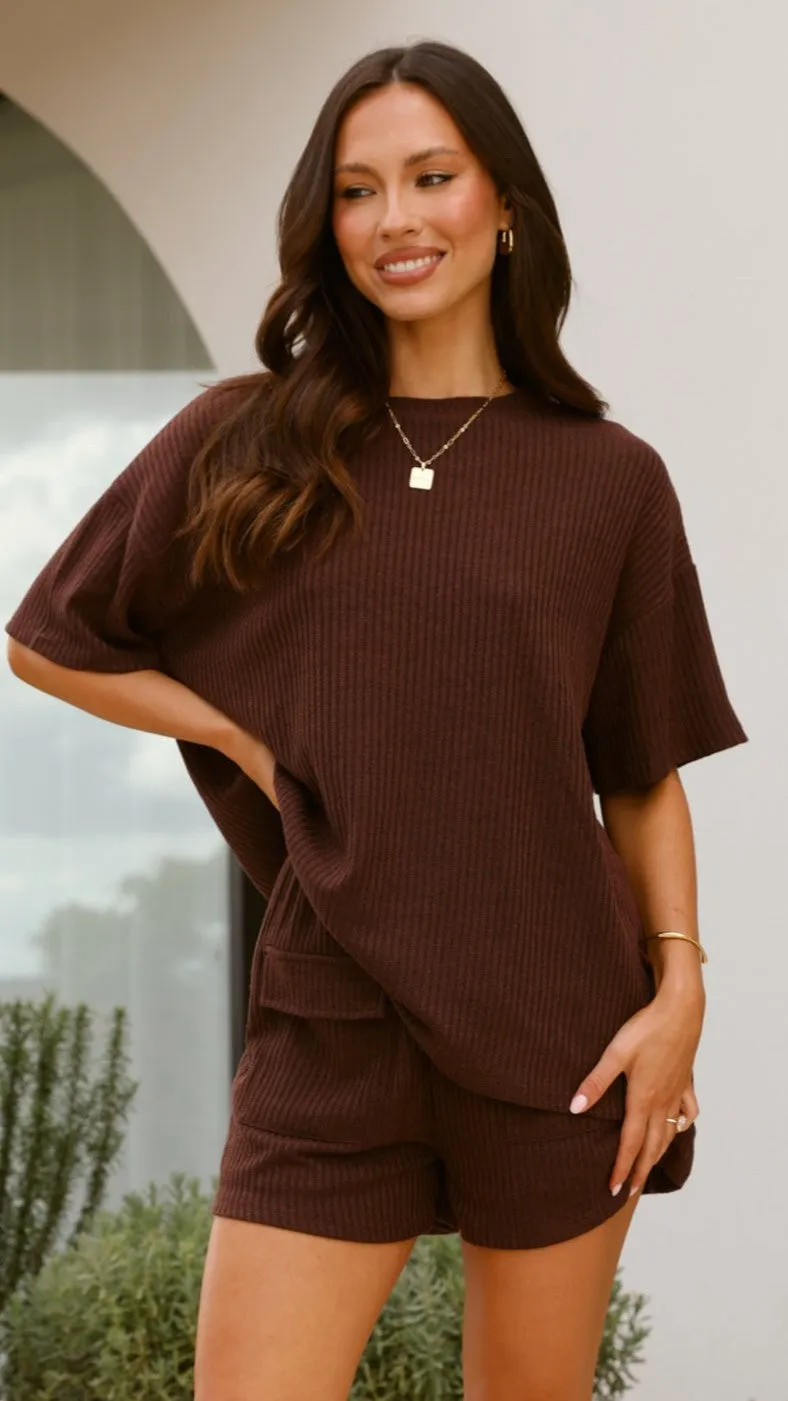 Selma Top and Shorts Set - Chocolate Street Fest ReinforcedHem