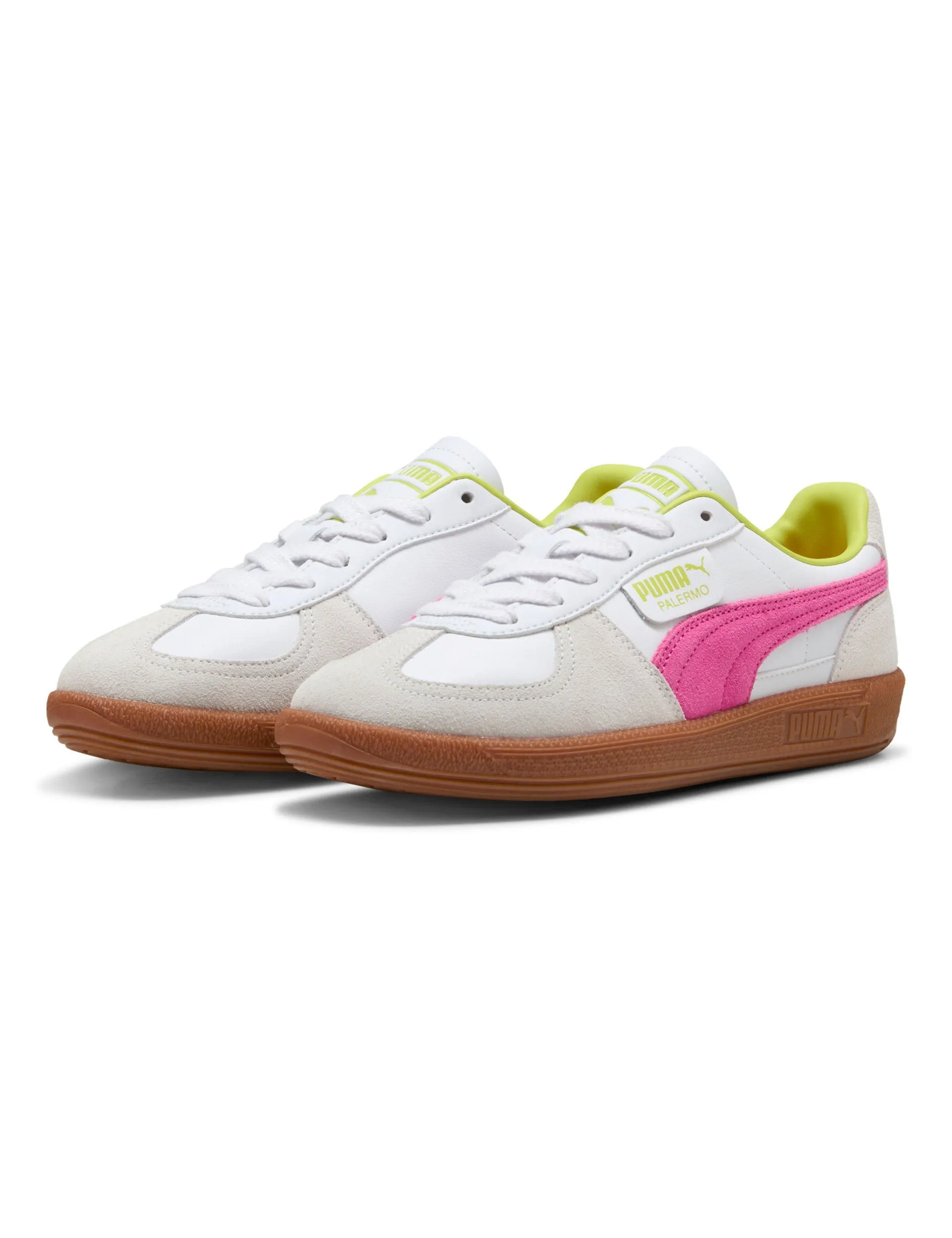Palermo Leather Sneakers - White/Fluro Pink Abrasion Resistant Toe Motion Balance