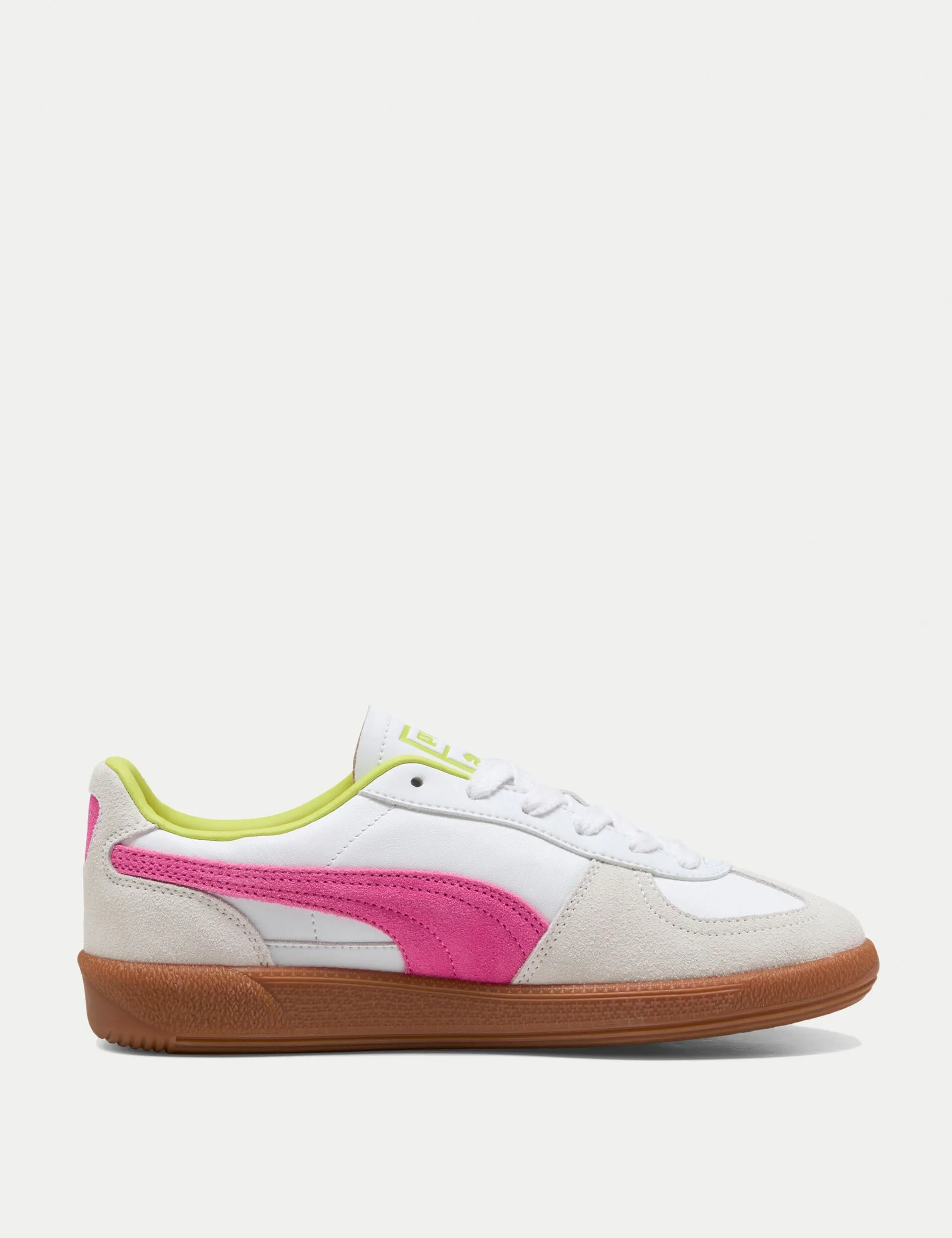 Loafer Style Palermo Leather Sneakers - White/Fluro Pink