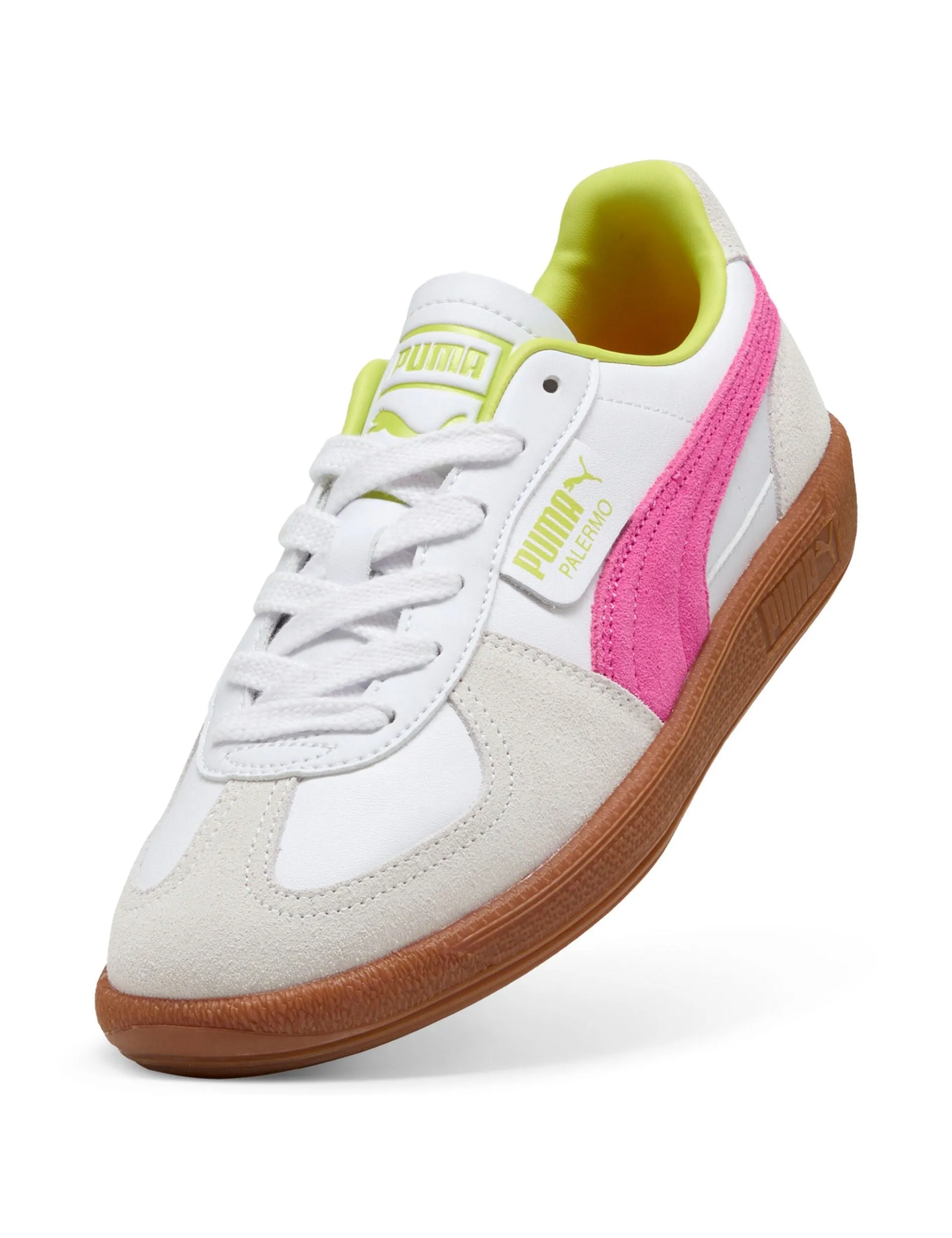 Palermo Leather Sneakers - White/Fluro Pink Flexible Sole Design
