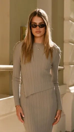 Isla Long Sleeve Top - Khaki Metro Edge