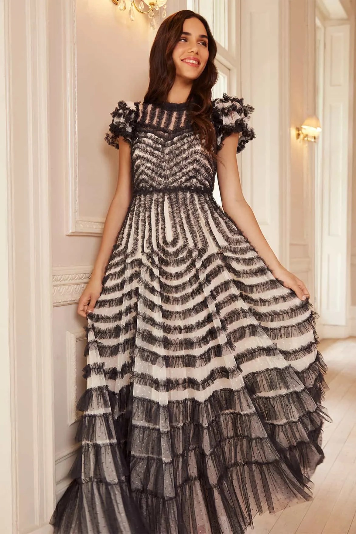 La Vie En Rose Round Neck Short Sleeve Gown Summer Outfit