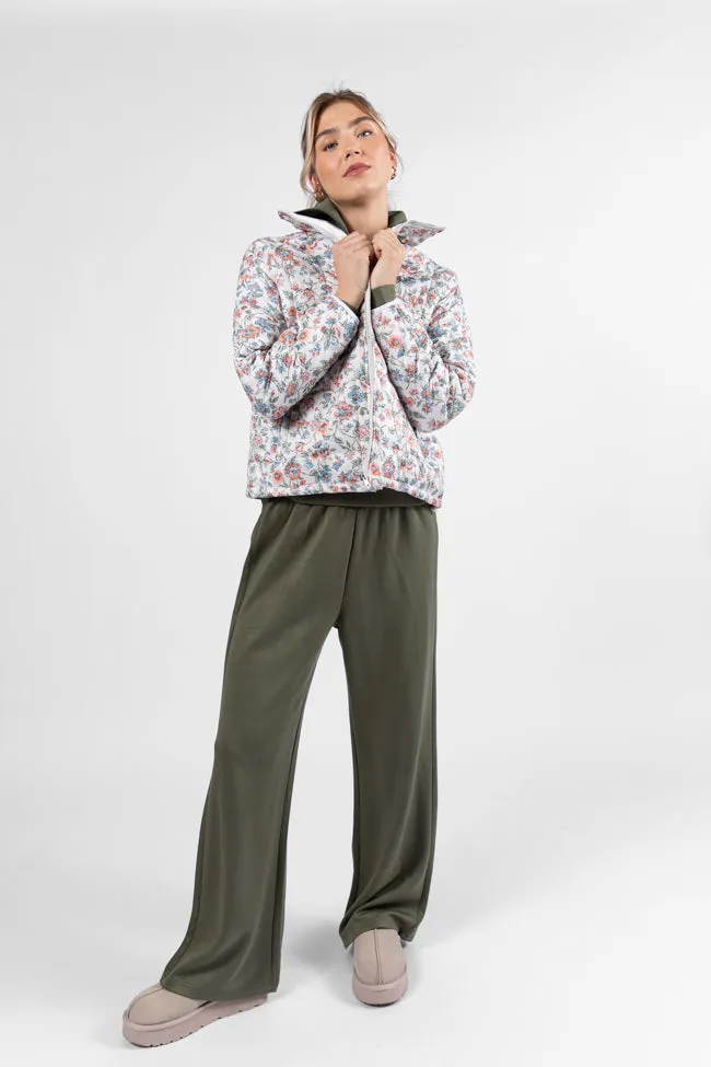 Cold Day Look wrinkle free Vail Valley Pink Ivory Multi Floral Quilted Zip Up Jacket FINAL SALE