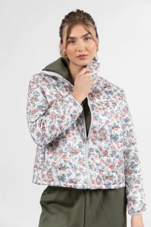 Vail Valley Pink Ivory Multi Floral Quilted Zip Up Jacket FINAL SALE Waterproof Design City Wear