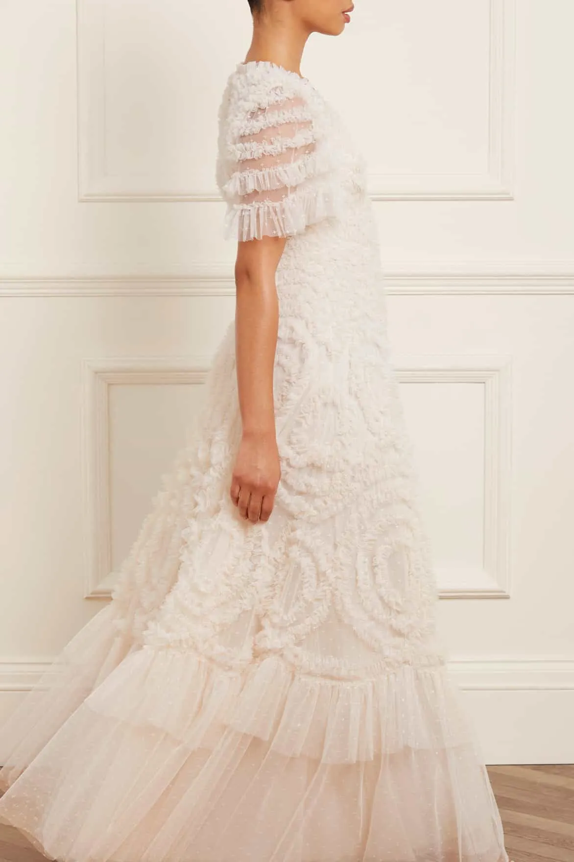 Vibrant Edge Tailored Cut Verity Ruffle V-Neck Gown