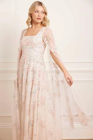 Versailles Ditsy Cape Sleeve Ankle Gown Easy Flow Lux Look