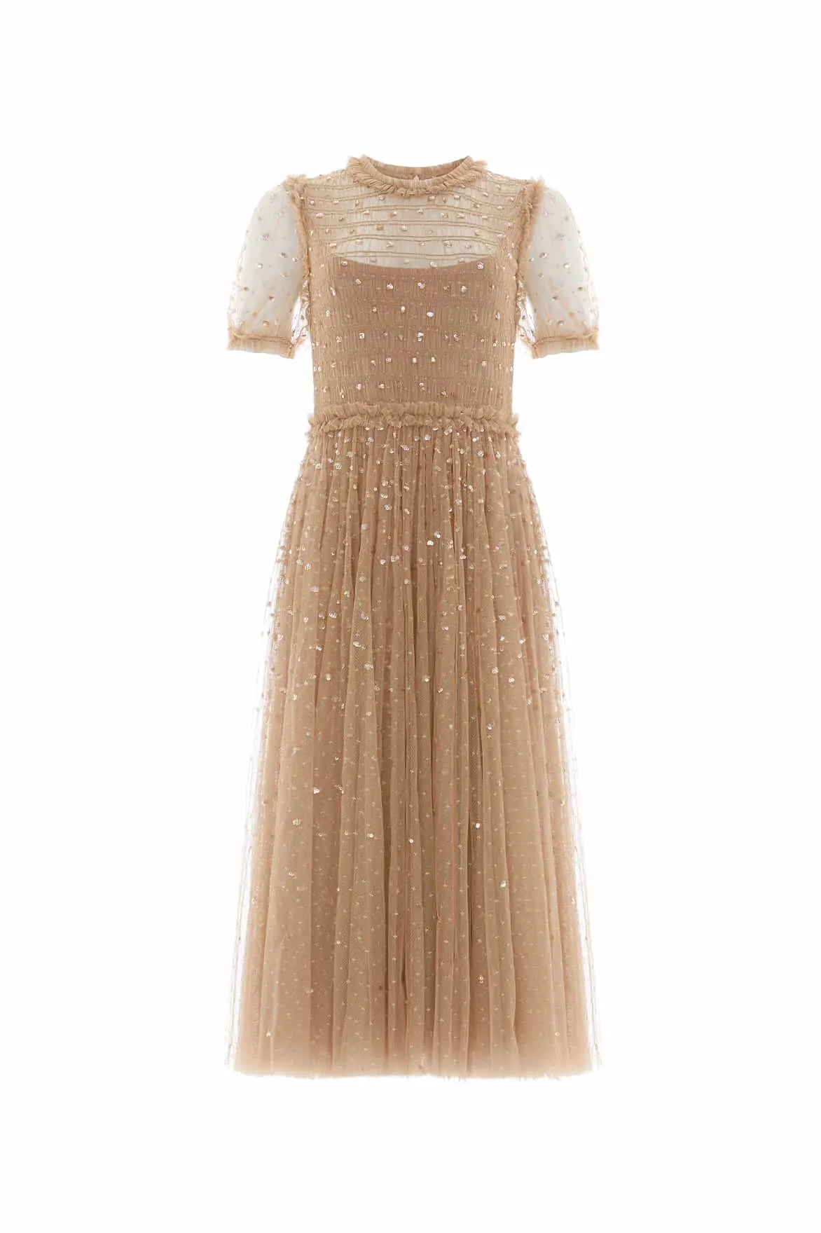 Sequin Giselle Smocked Ballerina Dress Minimalist Design Open Back