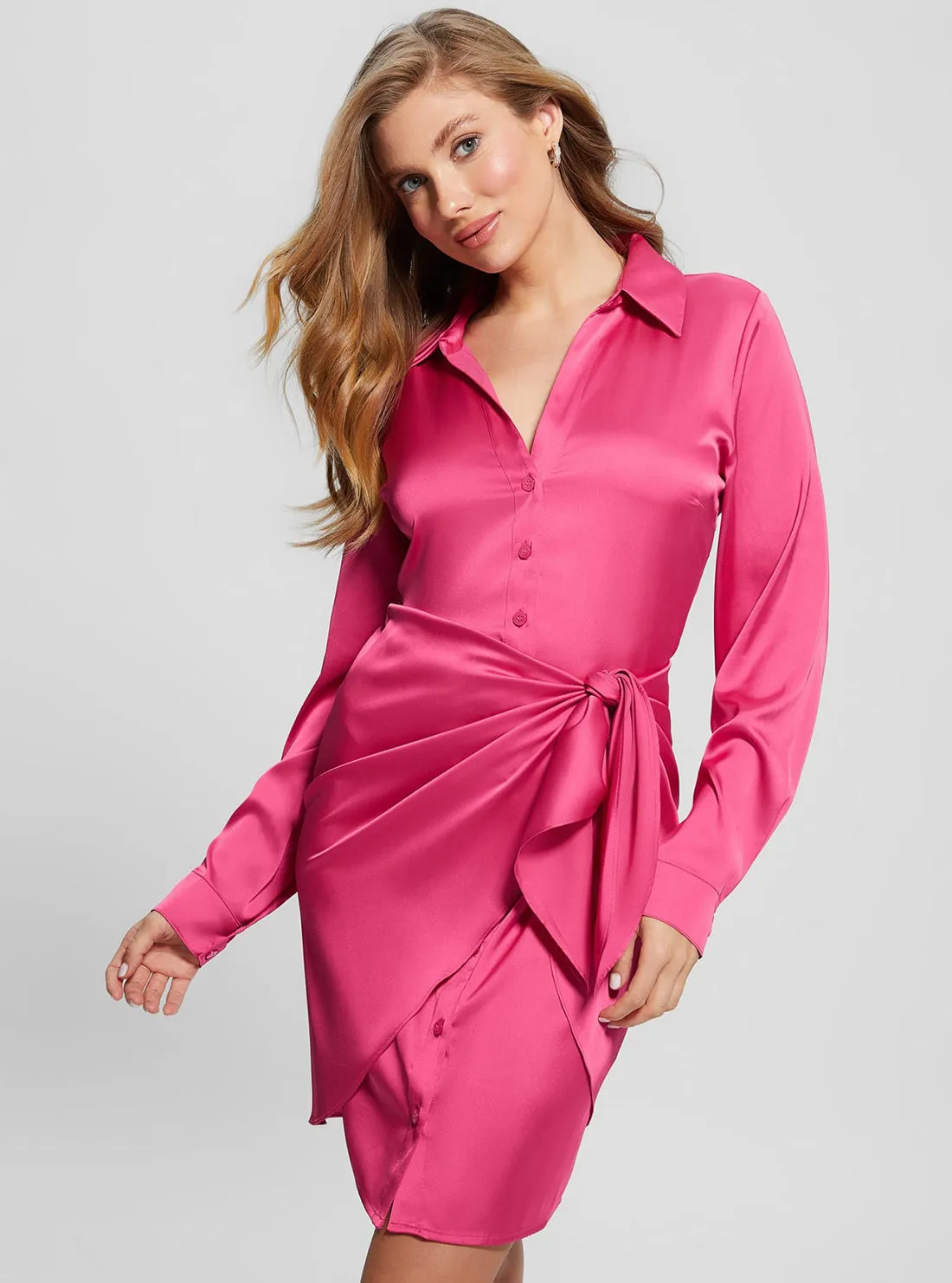 Eco Bright Pink Alya Dress Smooth Tone Glam Touch