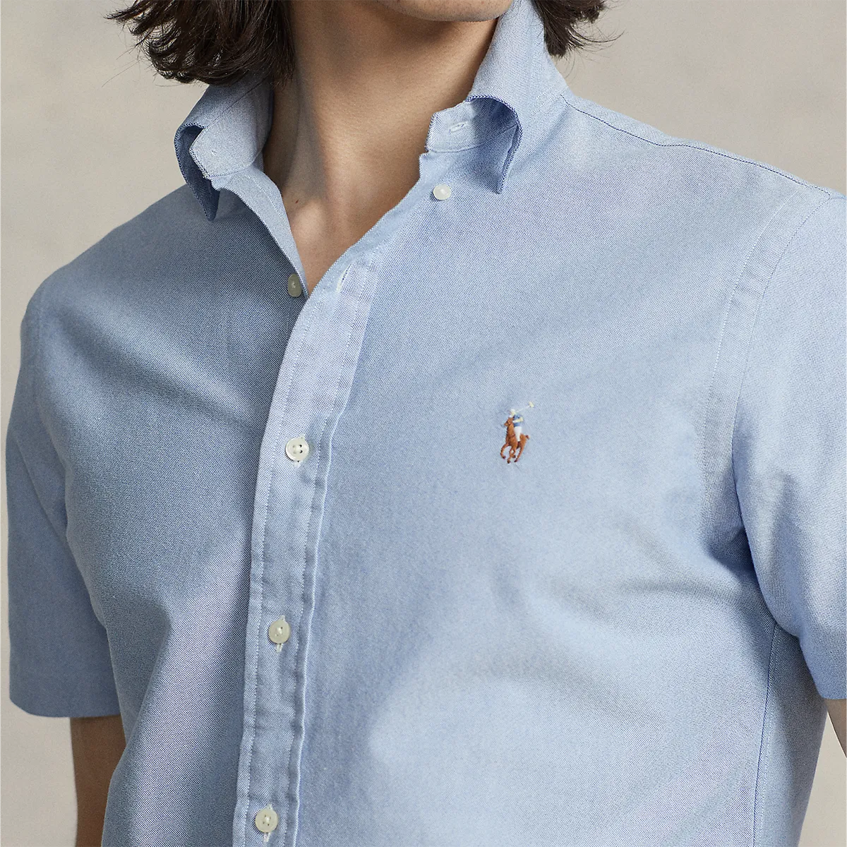 Ralph Lauren - Custom Fit SS Oxford Shirt in Light Blue Comfort Waist