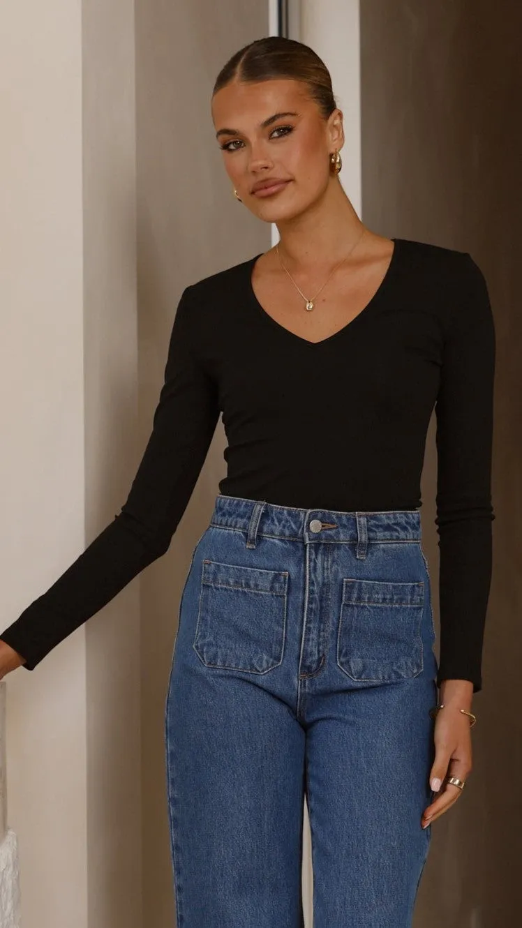 Vienna Long Sleeve Top - Black Romance Fit