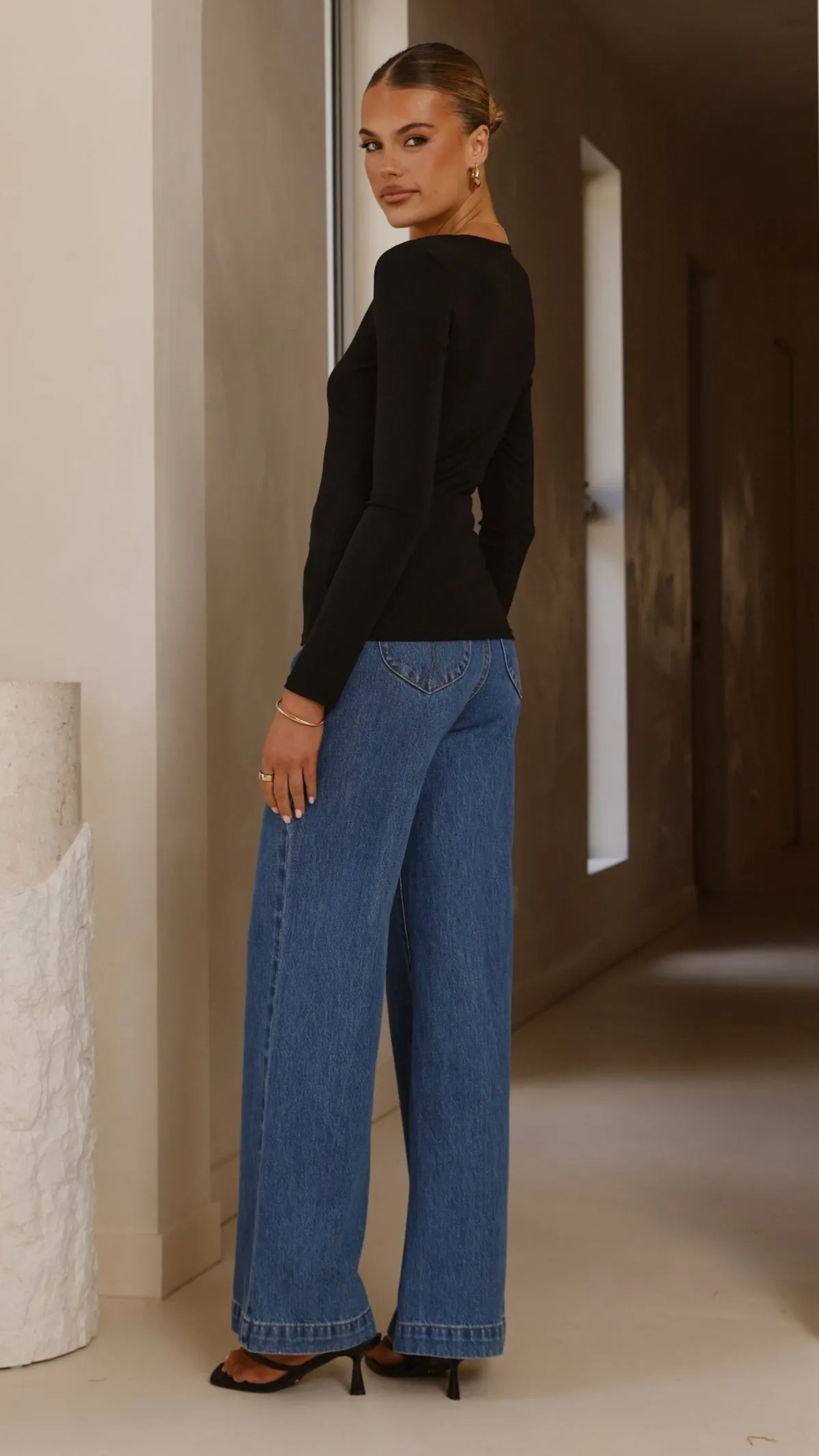 Layered Look Quiet Core Vienna Long Sleeve Top - Black