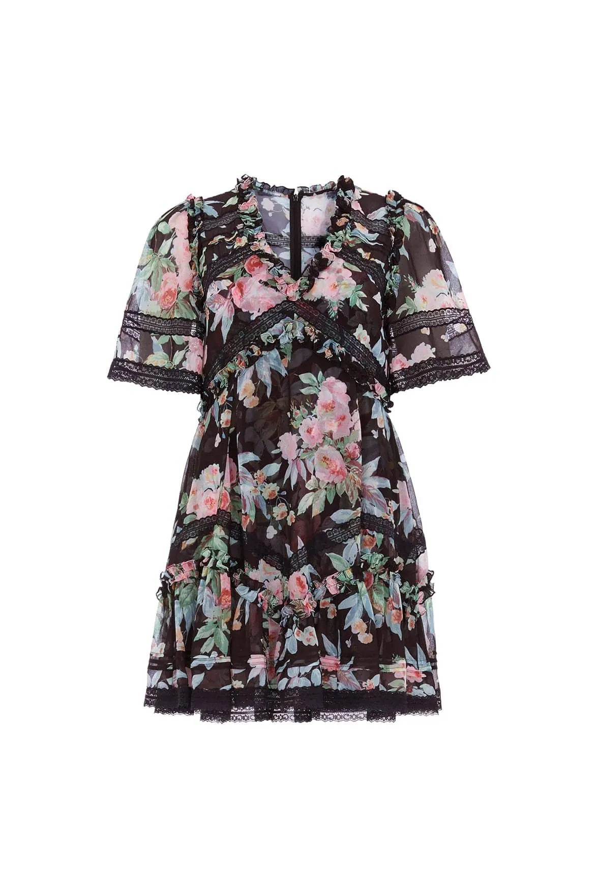 Comfortable Cut Paradise Garden Sonata Georgette Micro Mini Dress
