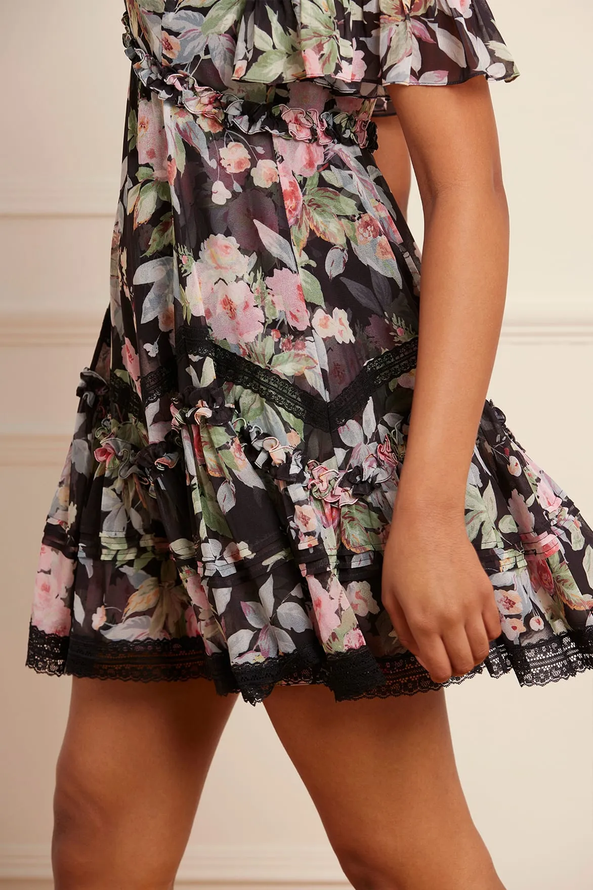 Midnight Mood Resort Vibes Paradise Garden Sonata Georgette Micro Mini Dress