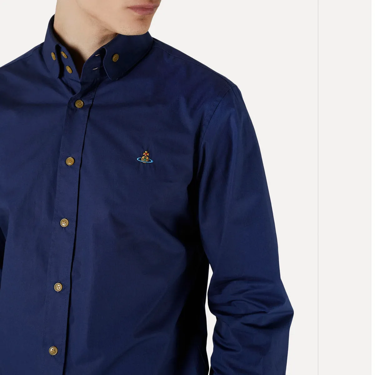 Weekend Style Organic Cotton Construction Vivienne Westwood - 2 Button Krall Shirt in Navy