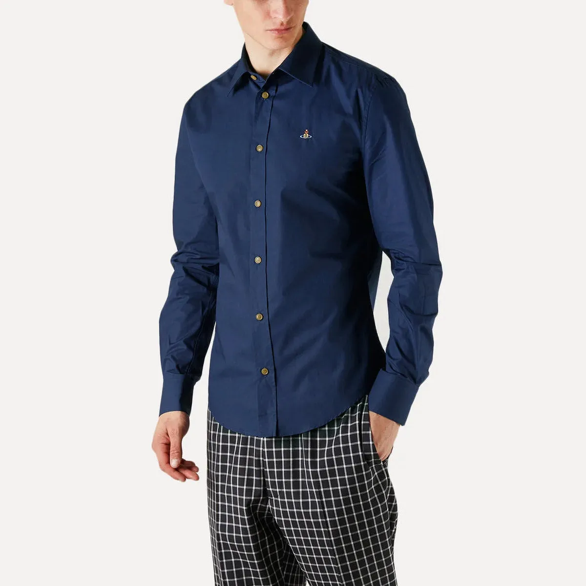 Vivienne Westwood - Slim Shirt in Navy Relax Fit Design Bold Style