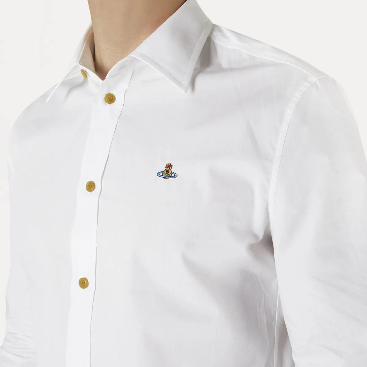 Vivienne Westwood - Slim Shirt in White Ribbed Collar Design Hypoallergenic Textile
