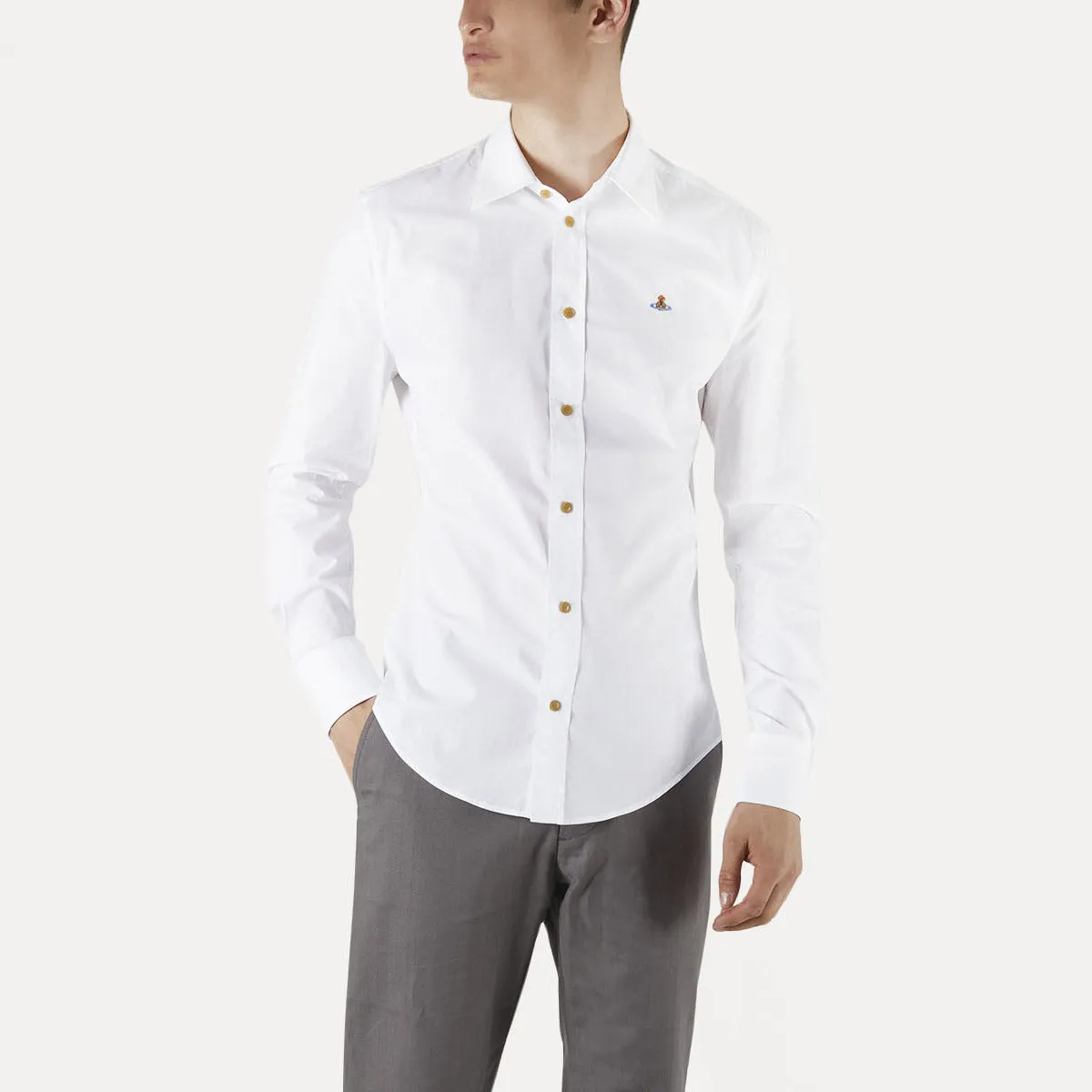 Vivienne Westwood - Slim Shirt in White Easy Look Durable Colorfast Finish