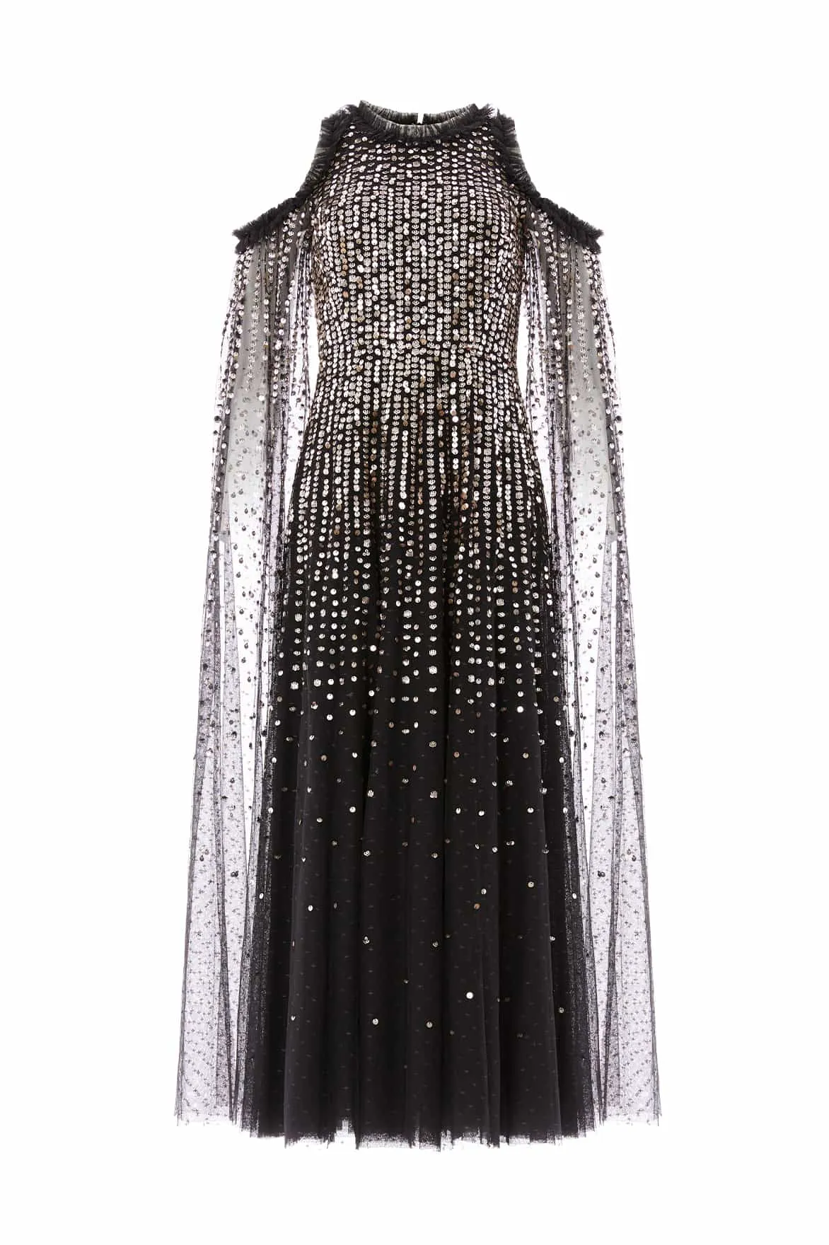 Moonlight Sequin Cape Sleeve Ankle Gown Side Tie Unisex Option