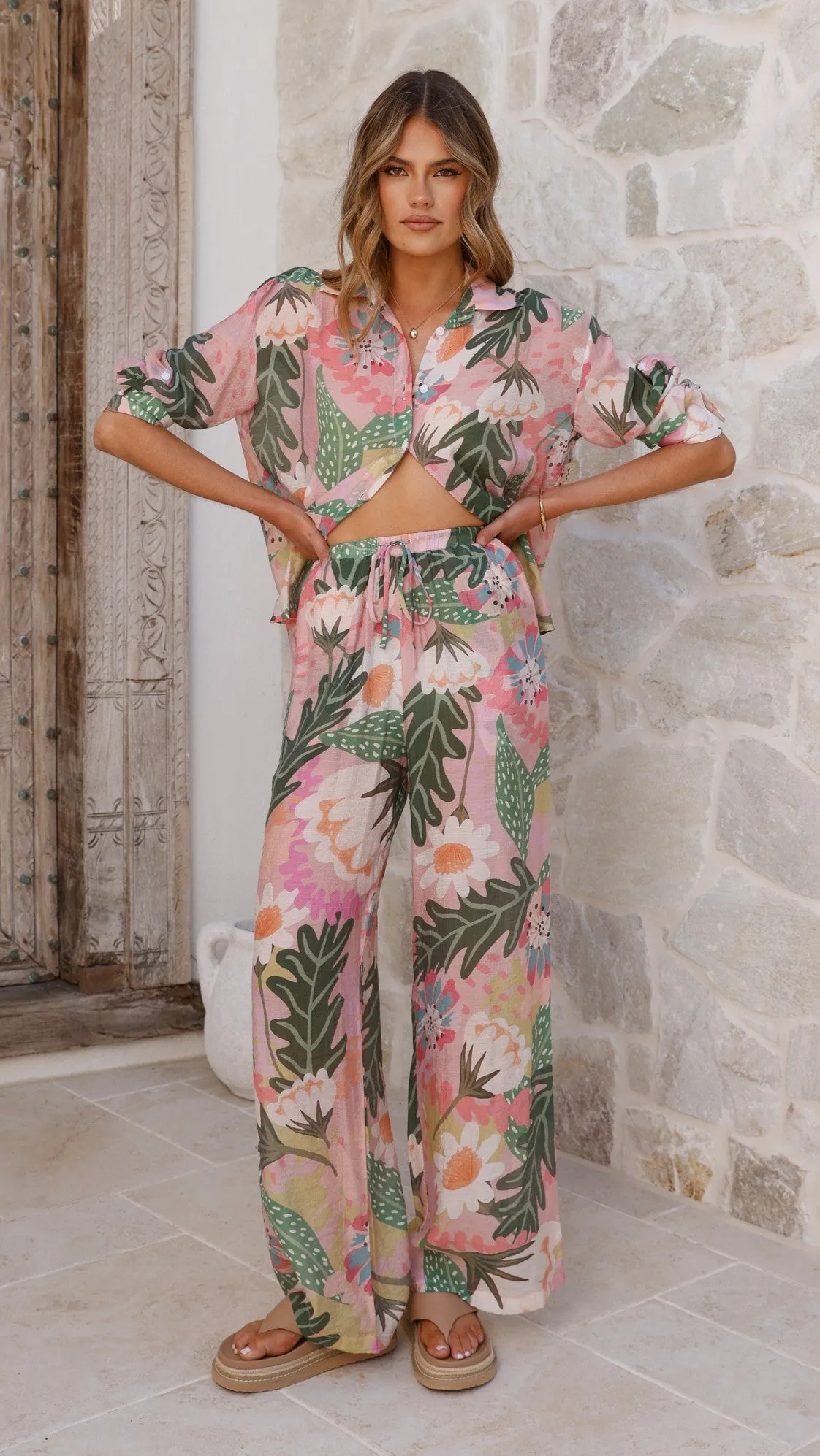 Xiana Button Up Shirt - Tropical Print SustainableCertified Walk Mood